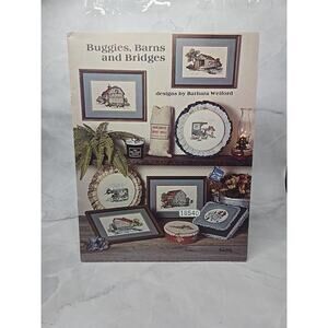 1984 Thread Bear Designs Cross Stitch Pattern Leaflet Buggies, Barns and Bridges